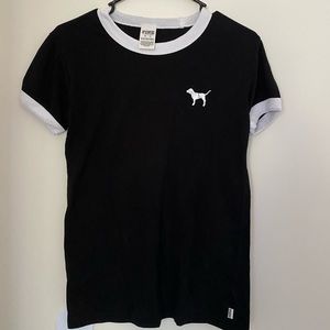 pink victoria’s secret black shirt! winter style